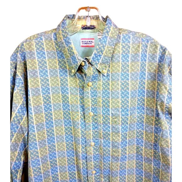 Vintage Bugle Boy Shirt Men's Large Geometric Long Sleeve Button Up 90's - Picture 3 of 9